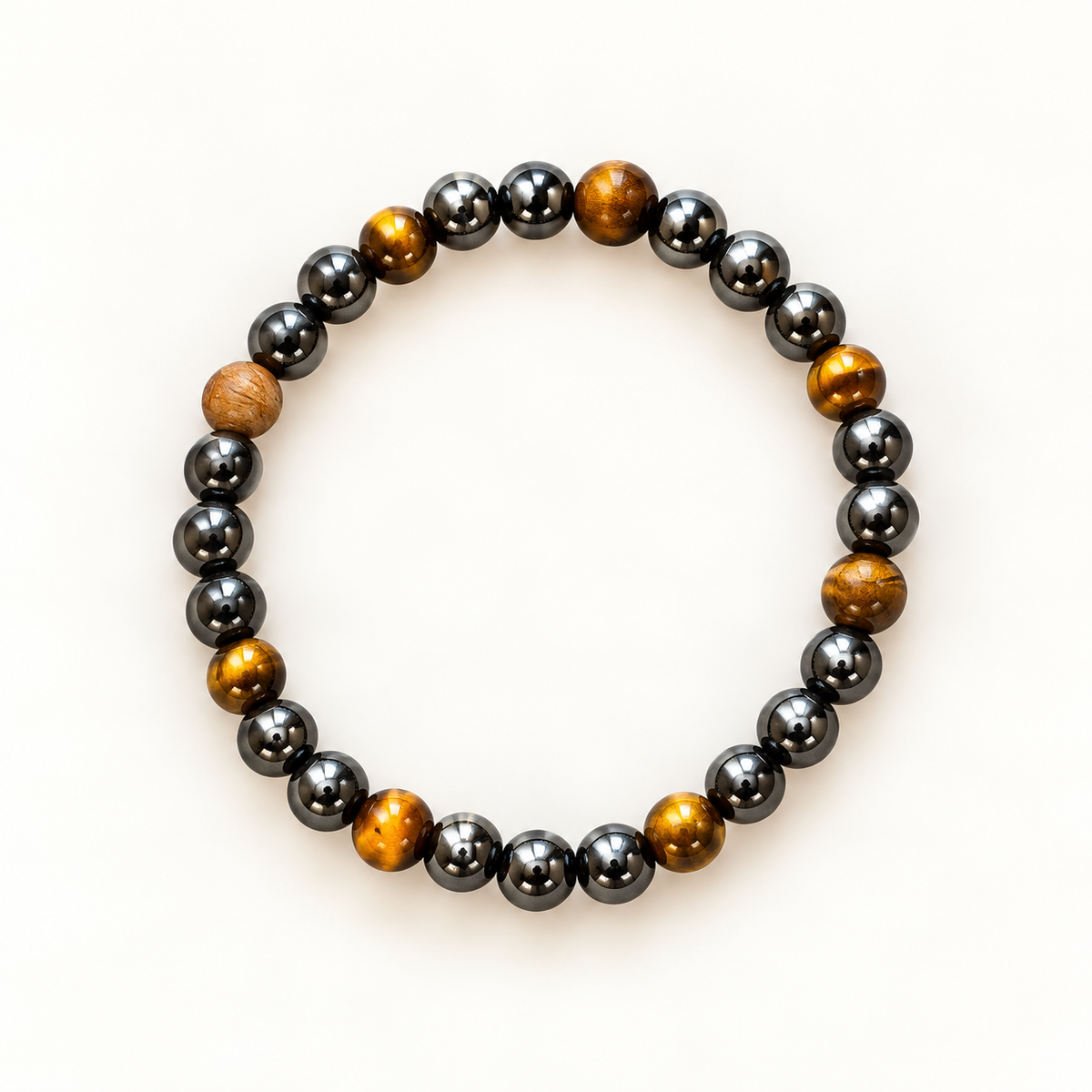Armband van hematiet en tijgeroog – Midnight Tiger 6 mm | Enjoia