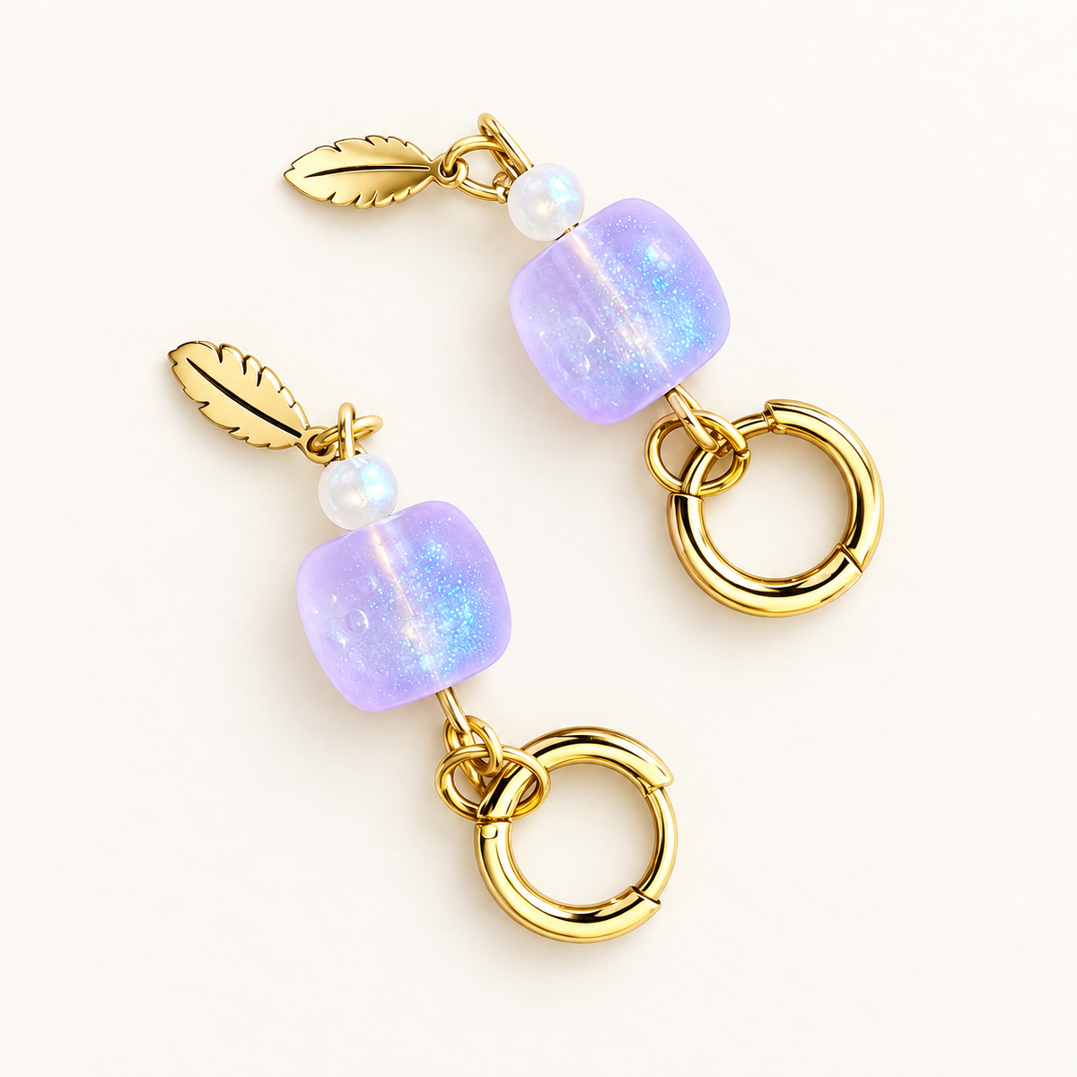 Dreamy Drops – Oorbellen Lila Veer Goud | Enjoia