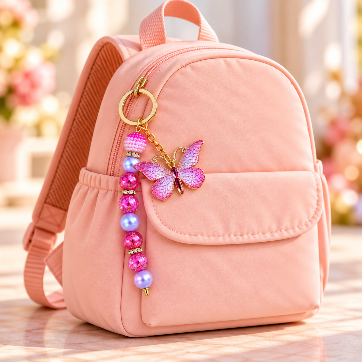 Butterfly Charm Tassenhanger | Enjoia Kids – handgemaakte tassenhanger (foto 2)