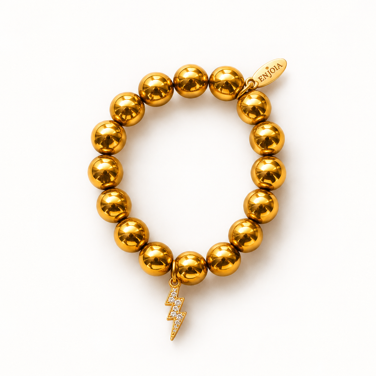 Gouden armband met bliksemschichtbedel – Lightning Sparkle 10 mm | Enjoia