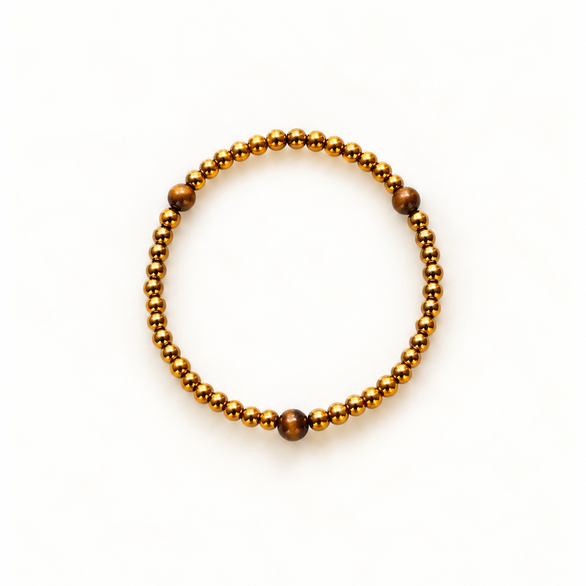 Gouden armband met tijgeroogkralen – Golden Tiger – 4 mm | Enjoia