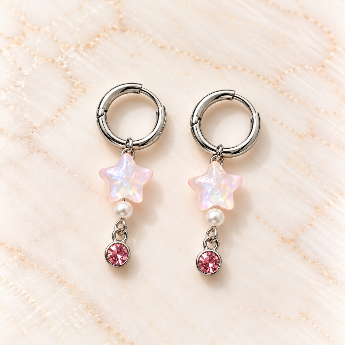 Iriserende steroorbellen op marmer – Blush Twinkle | Enjoia