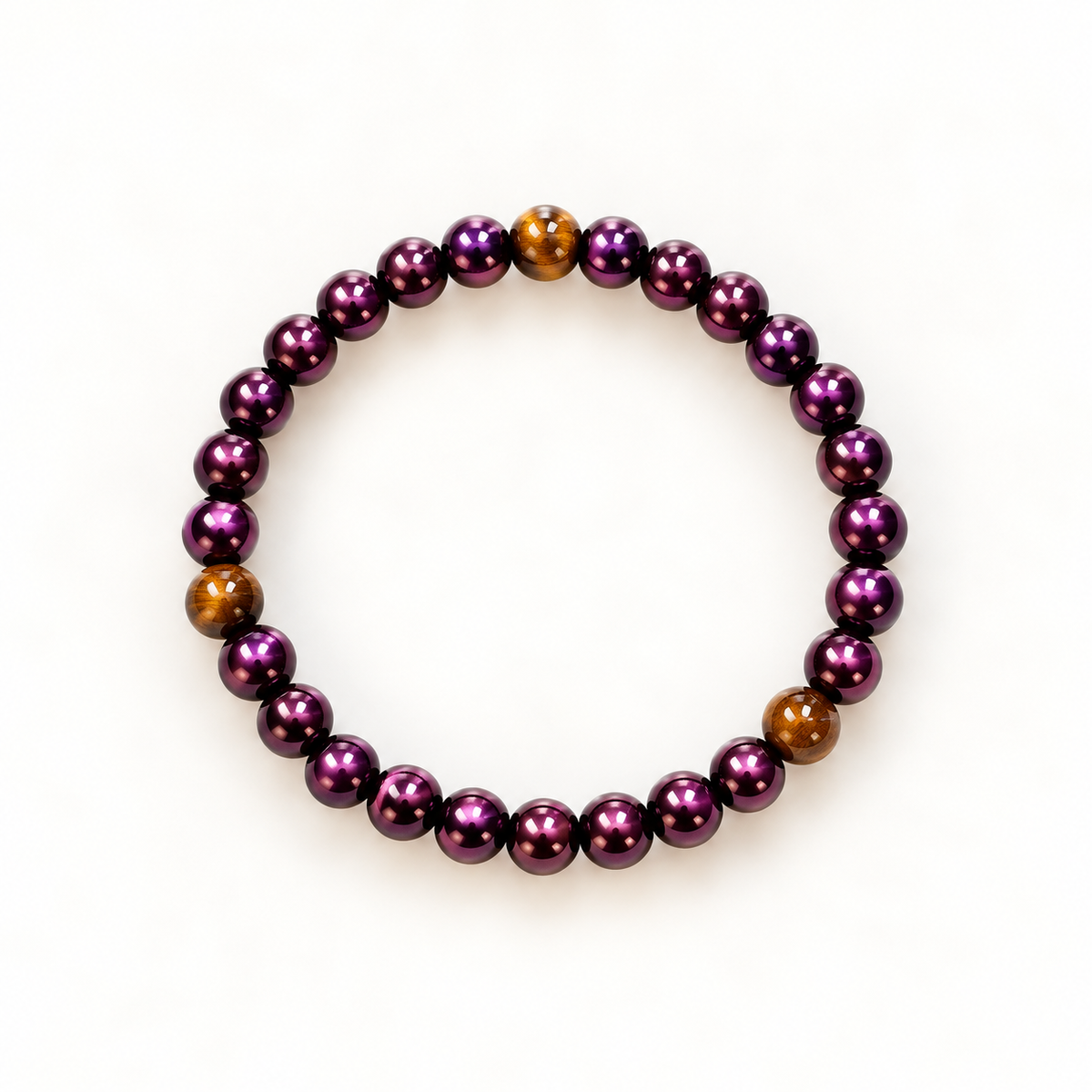 Paarse armband met tijgeroogkralen – Purple Tiger 6 mm | Enjoia
