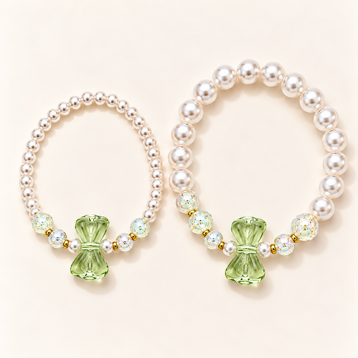 Parelhangers met groene strikjes – Sage Sweetheart | Enjoia