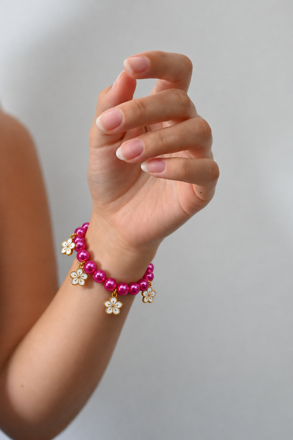 Roze bloemenarmband om de pols | Enjoia