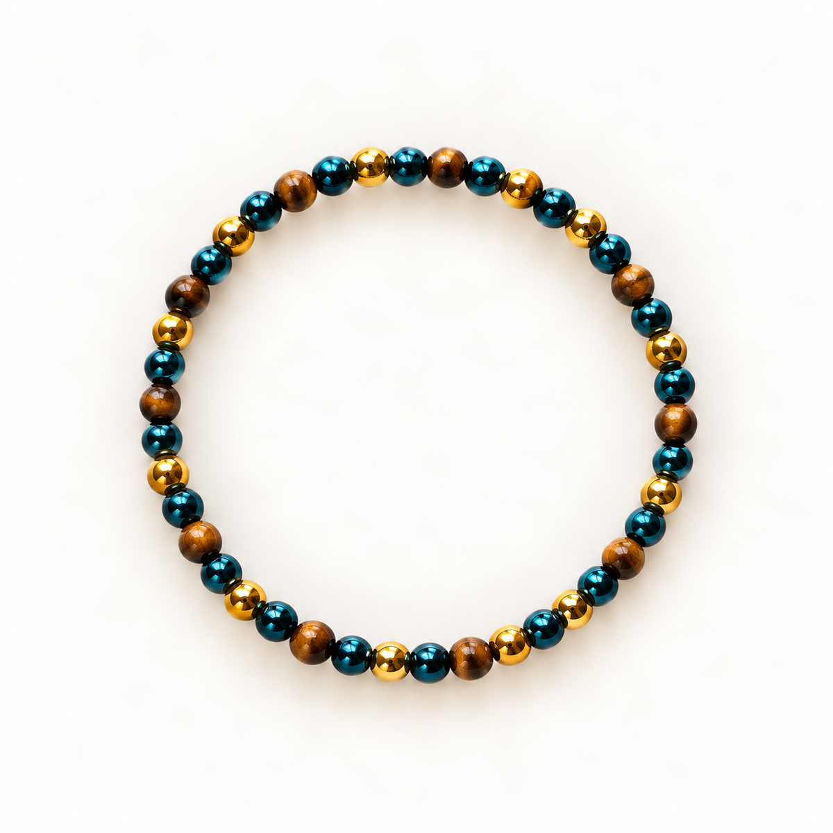 Teal goud tijgeroog kralenarmband – Ocean Gold 4 mm | Enjoia
