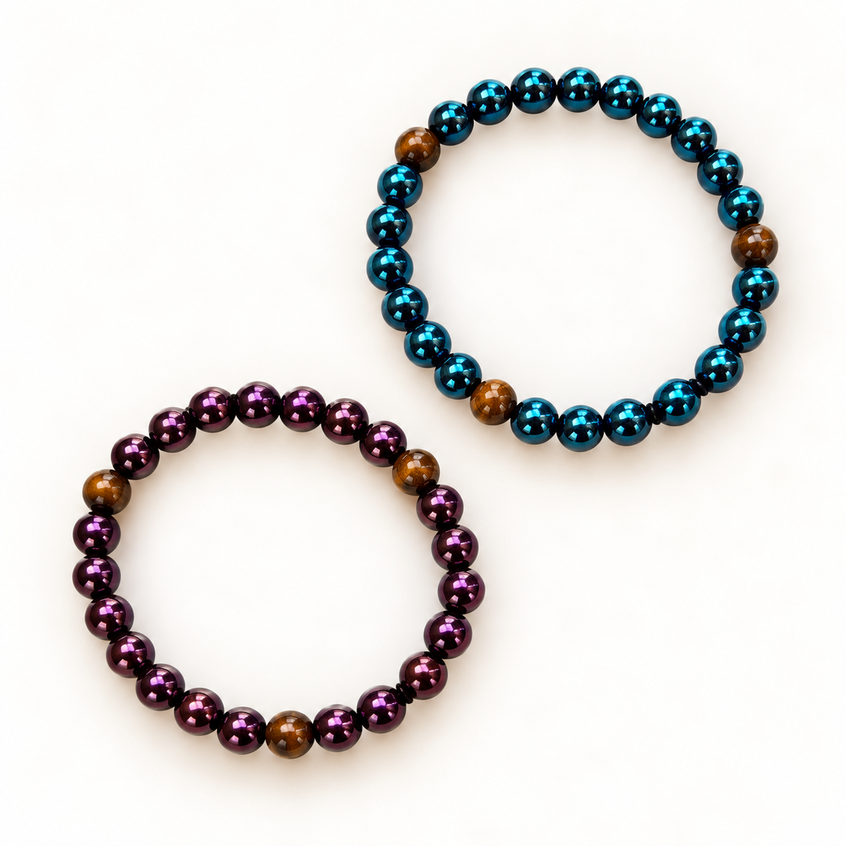 Teal en paarse kralenarmbanden | Enjoia