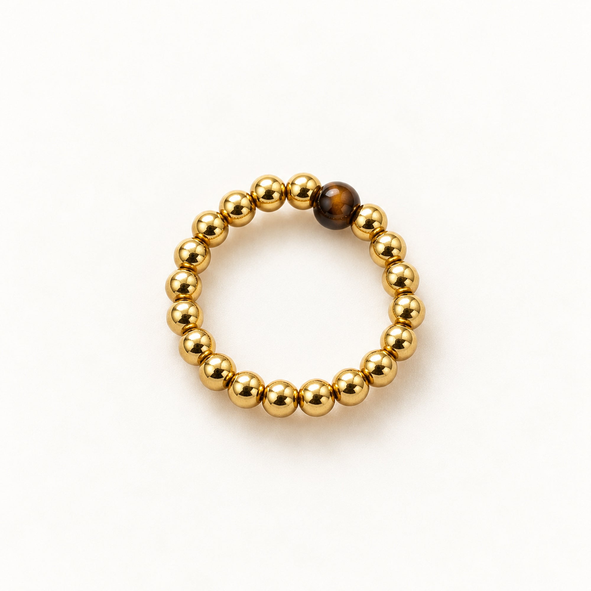 Tiger Eye Gold goudkleurige ring met tijgeroogkraal