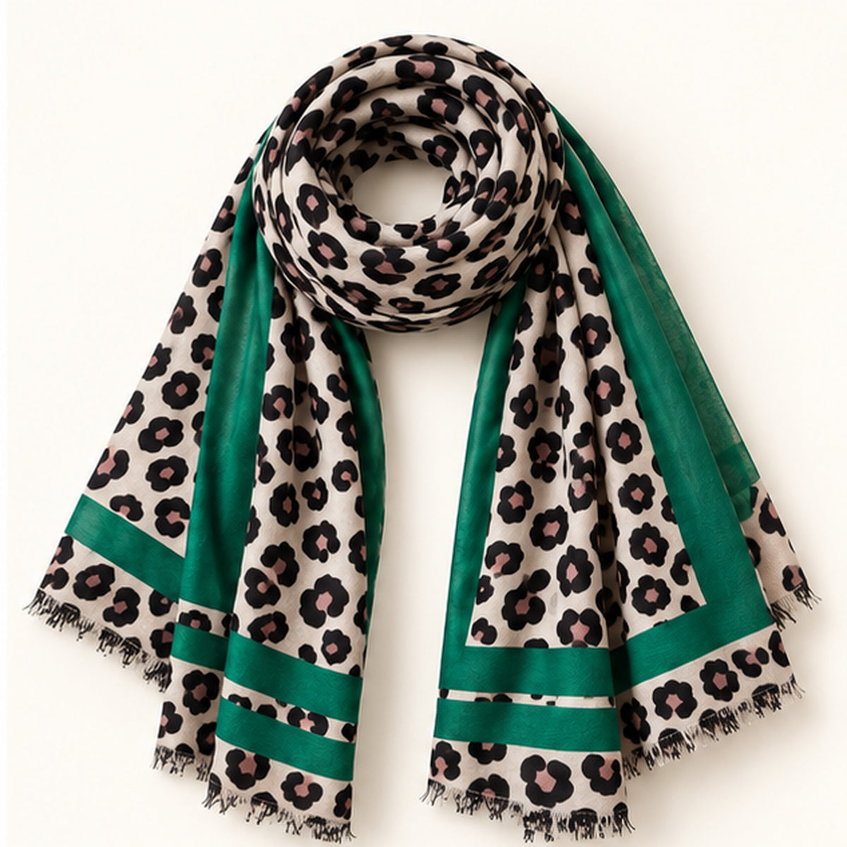 Soft Muse – stoffen sjaal, variant Emerald Leopard | Enjoia Jewellery