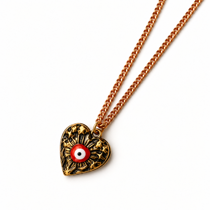 Antieke Hartketting met Oogdetail – Gold Heart | Enjoia