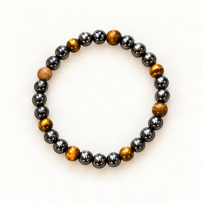 Armband van hematiet en tijgeroog – Midnight Tiger 6 mm | Enjoia