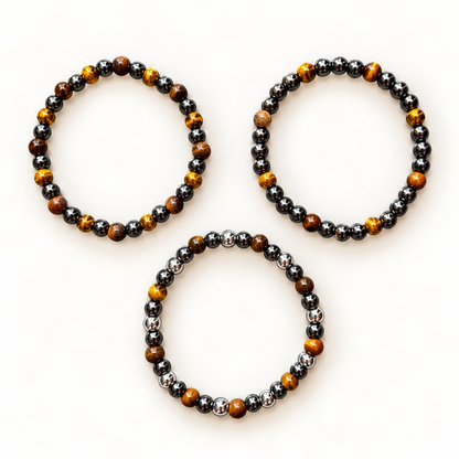 Drie Tijgeroog Hematiet Armbanden | Enjoia