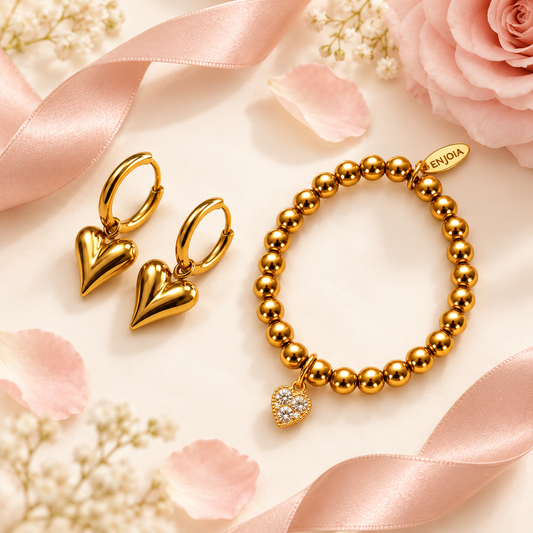 Goudkleurige sieradenset met Enjoia details – The Golden Romance Set