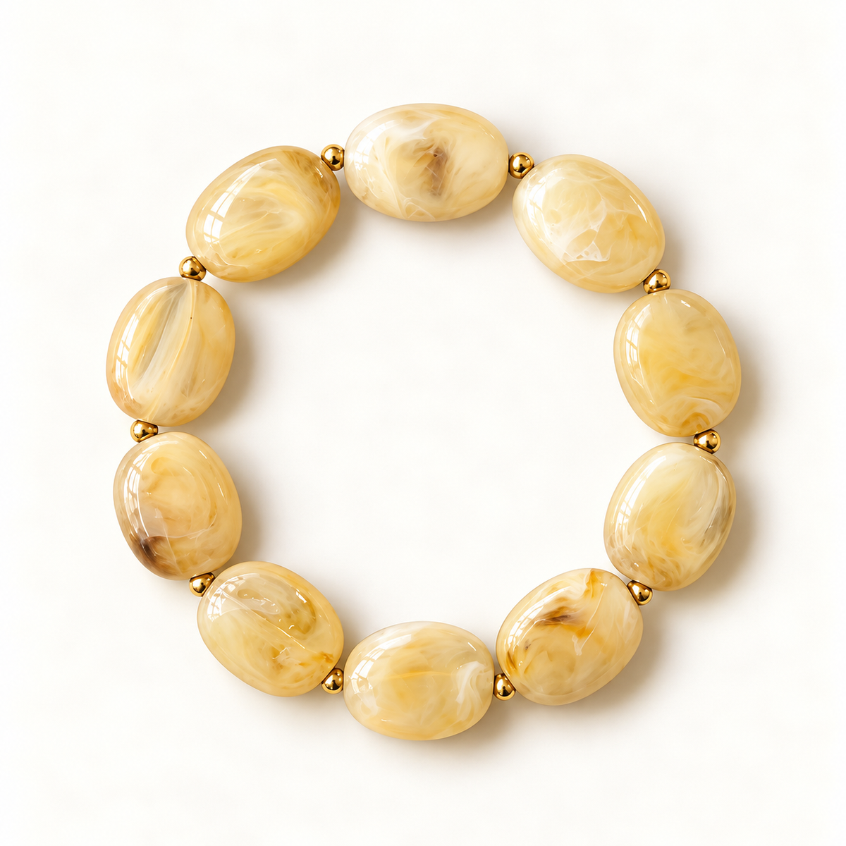 Gemarmerde honingkleurige kralenarmband – Honey Glow | Enjoia