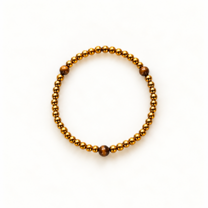 Gouden armband met tijgeroogkralen – Golden Tiger – 4 mm | Enjoia