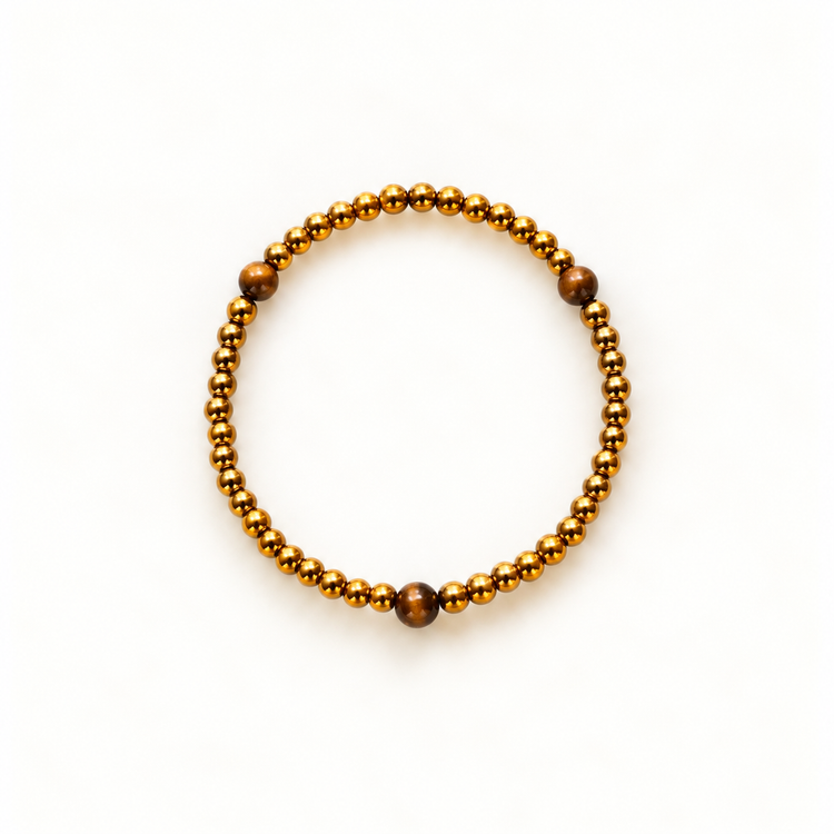 Gouden armband met tijgeroogkralen – Golden Tiger – 4 mm | Enjoia