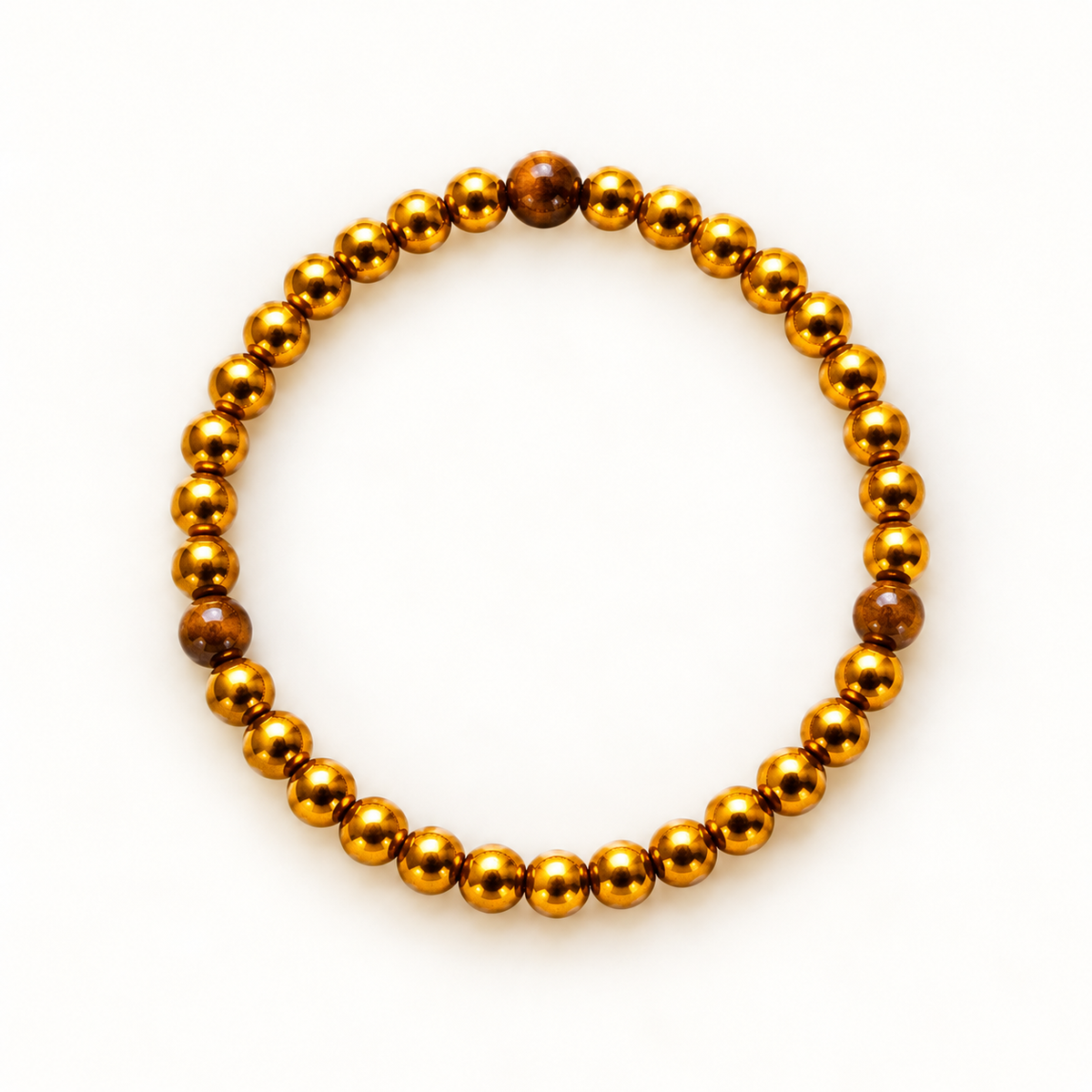 Gouden armband met tijgeroogkralen – Golden Tiger – 6 mm | Enjoia