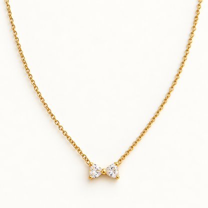 Gouden ketting met sprankelende strikhanger – The Sparkle Bow | Enjoia