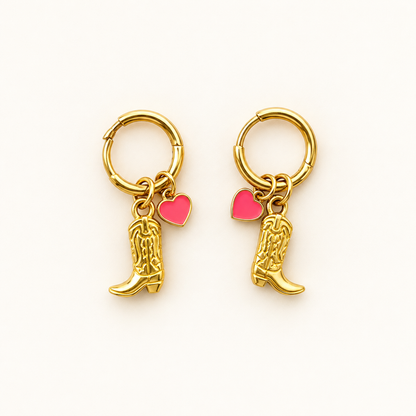 Gouden laarzen  en hartjesoorbellen – Rodeo Love | Enjoia