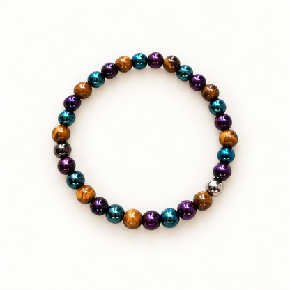 Kleurrijke kralenarmband in cirkelvorm – Galaxy Tiger 6 mm | Enjoia
