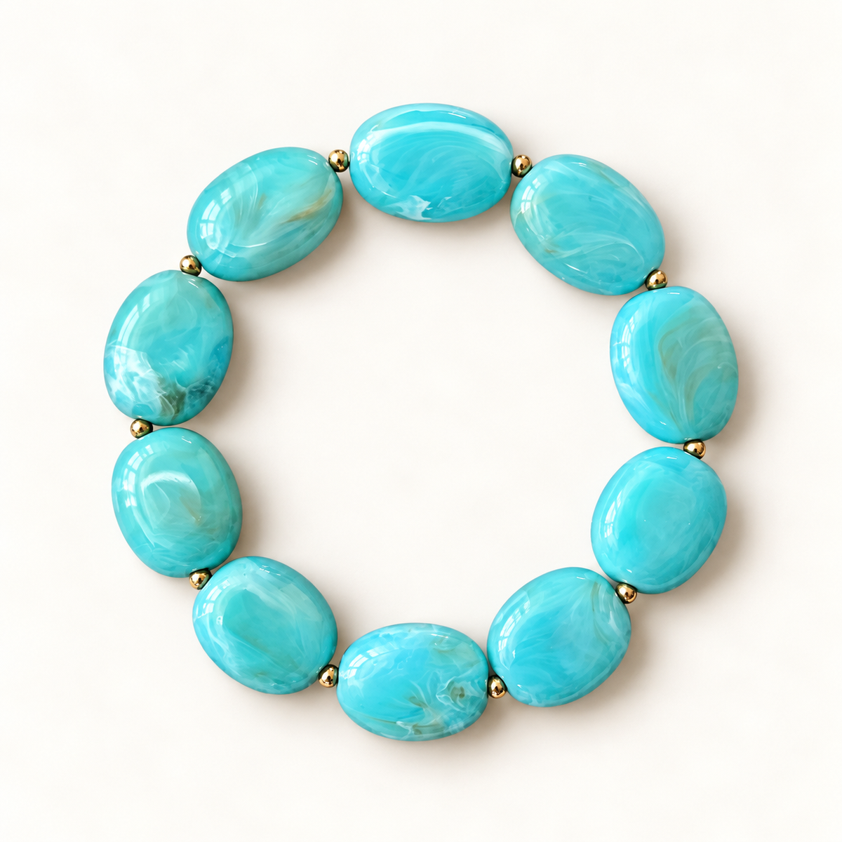 Marmeren turquoise armband met gouden tussenkralen – Aqua Bliss | Enjoia
