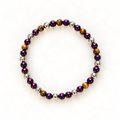 Minimalistische paarse kralenarmband – Violet Silver 4 mm | Enjoia