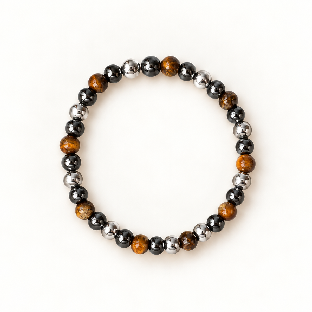 Herenarmband met tijgeroog en hematiet – Silver Tiger 6 mm | Enjoia