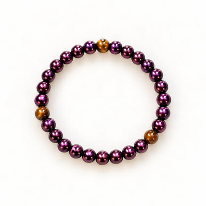 Paarse armband met tijgeroogkralen – Purple Tiger 6 mm | Enjoia