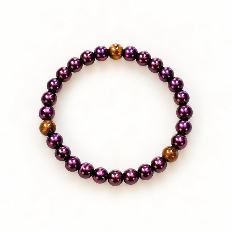 Paarse armband met tijgeroogkralen – Purple Tiger 6 mm | Enjoia
