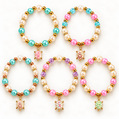 Pastelkleurige armbanden met schildpadbedels | Enjoia