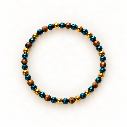 Teal goud tijgeroog kralenarmband – Ocean Gold 4 mm | Enjoia