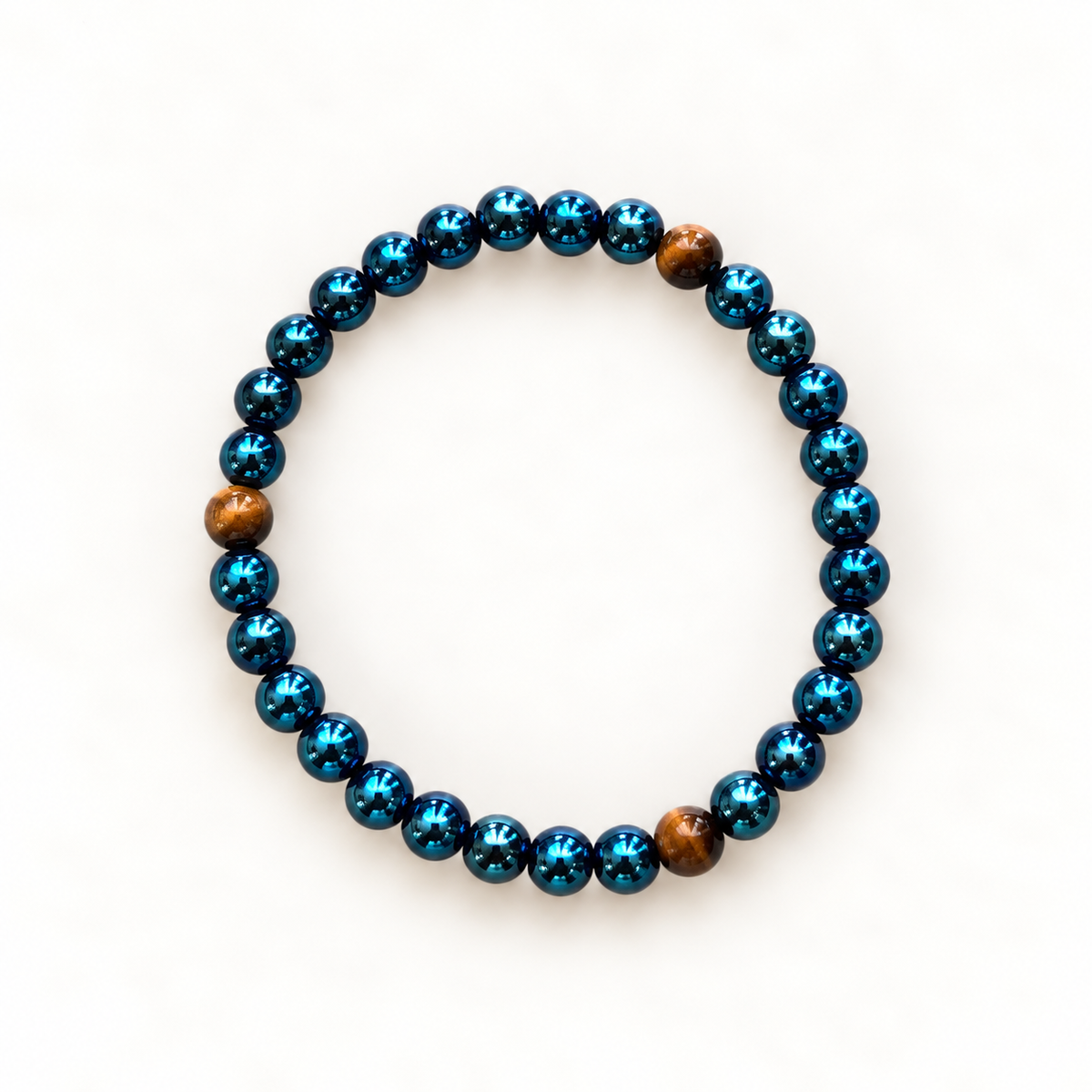 Teal kralenarmband met tijgeroogaccenten – Ocean Tiger 6 mm | Enjoia