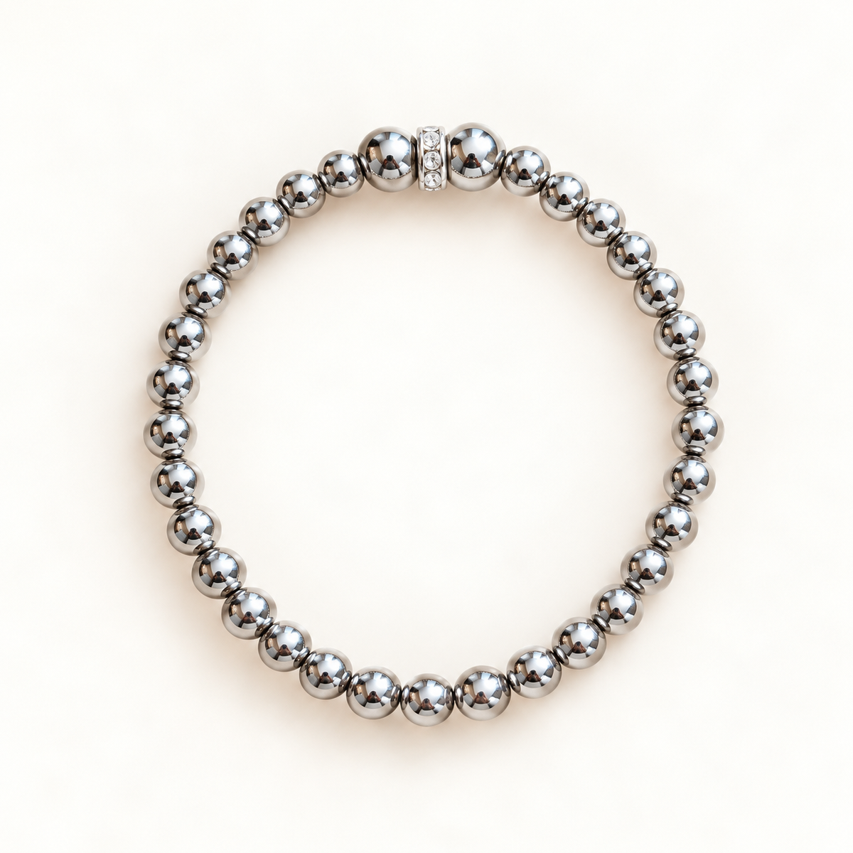 Zilverkleurige kralenarmband met fonkelend detail – Silver Shine 4 mm | Enjoia Kids