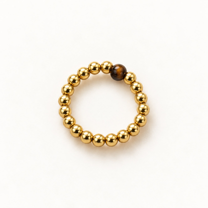 Tiger Eye Gold goudkleurige ring met tijgeroogkraal