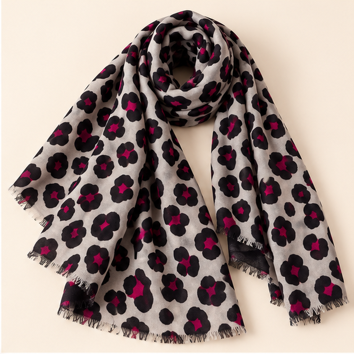 Soft Muse – stoffen sjaal, variant Pink Pop Leopard | Enjoia Jewellery