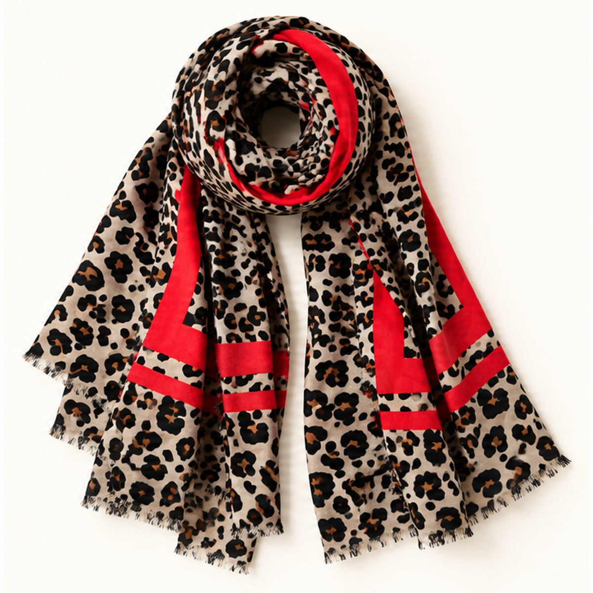 Soft Muse – stoffen sjaal, variant Scarlet Leopard | Enjoia Jewellery